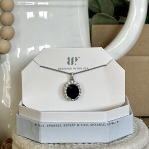 Bomb party 2424 black onyx on rhodium necklace